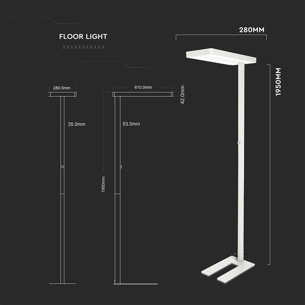 VT-8600 80W LED FLOOR LAMP(KNOB DIMMING) 4000K,WHITE - 5 YRS WTY