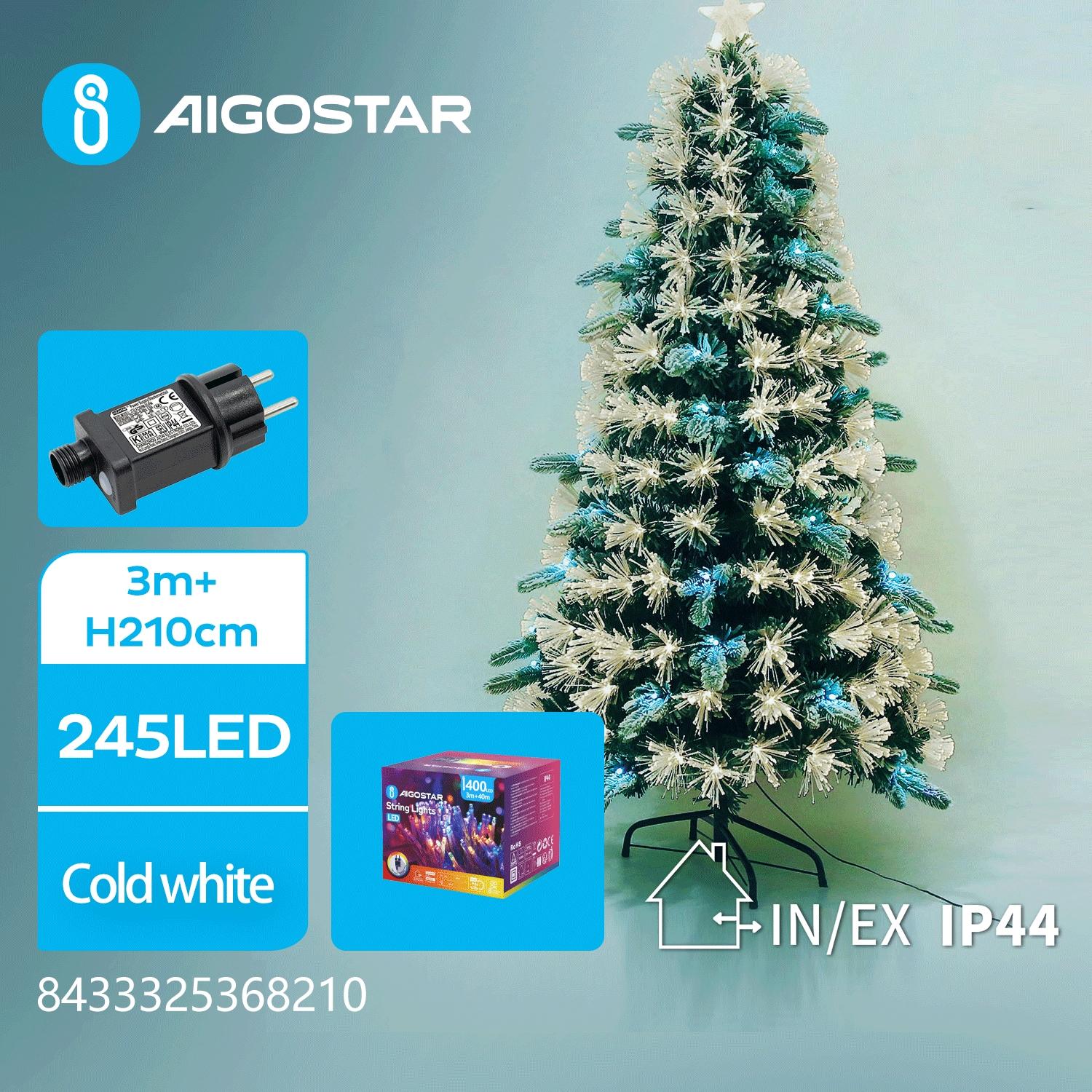 Christmas decorations-Low voltage adapter Flocking tree-210CM-Cool white-8blink+time-IP44