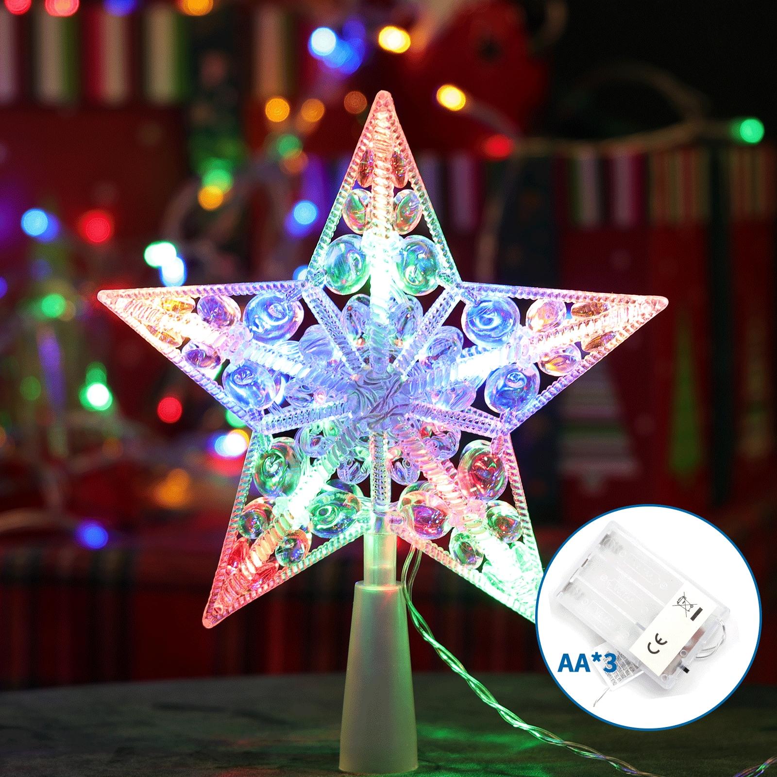 3AA Battery String Light, 17cm Tree Topper Star, RGBY