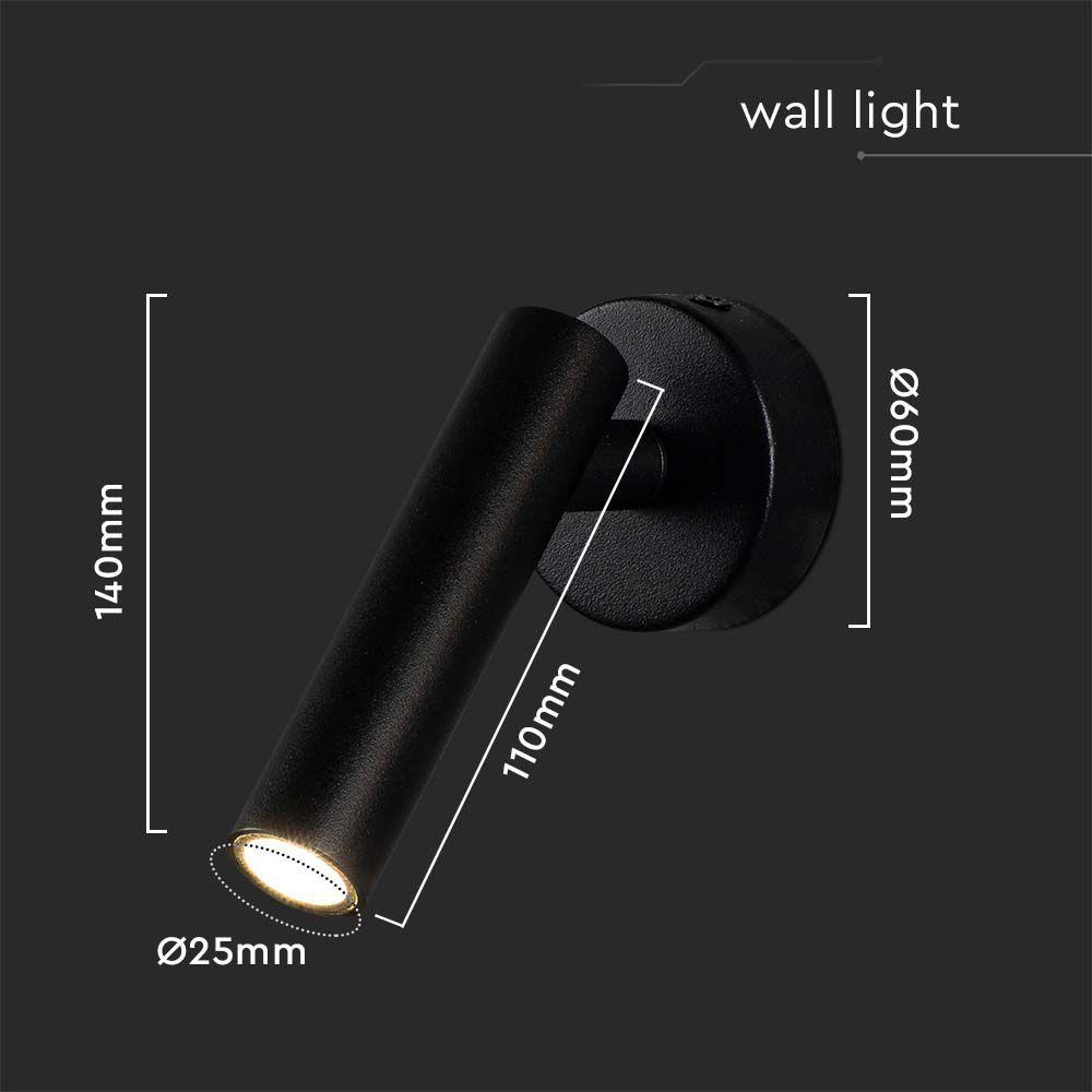 VT-412-M 2W LED WALL MOUNTED SPOTLIGHT 3000K BLACK BODY