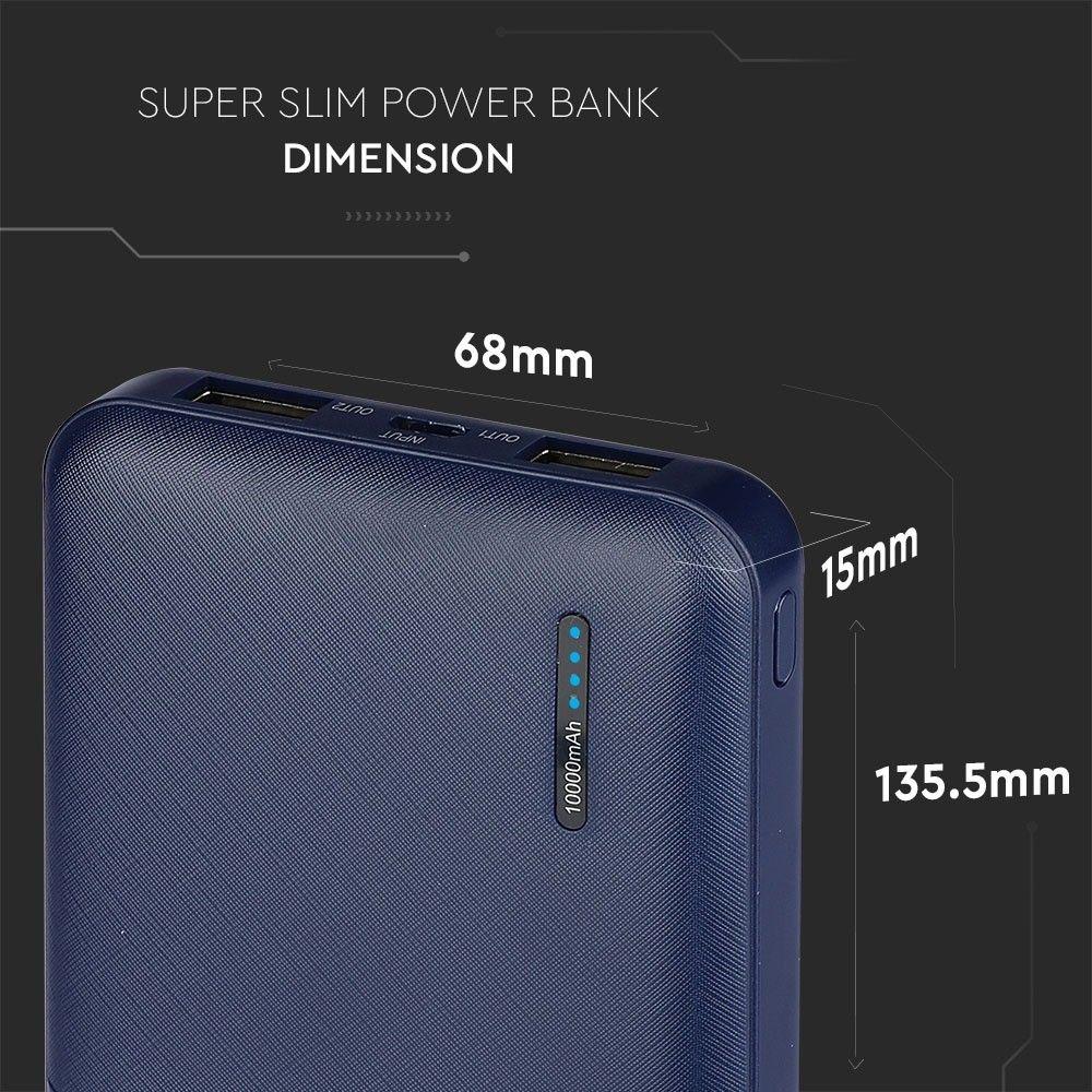 Power Bank, 3.7V/10000mAh, Granatowy, VTAC, SKU 8900