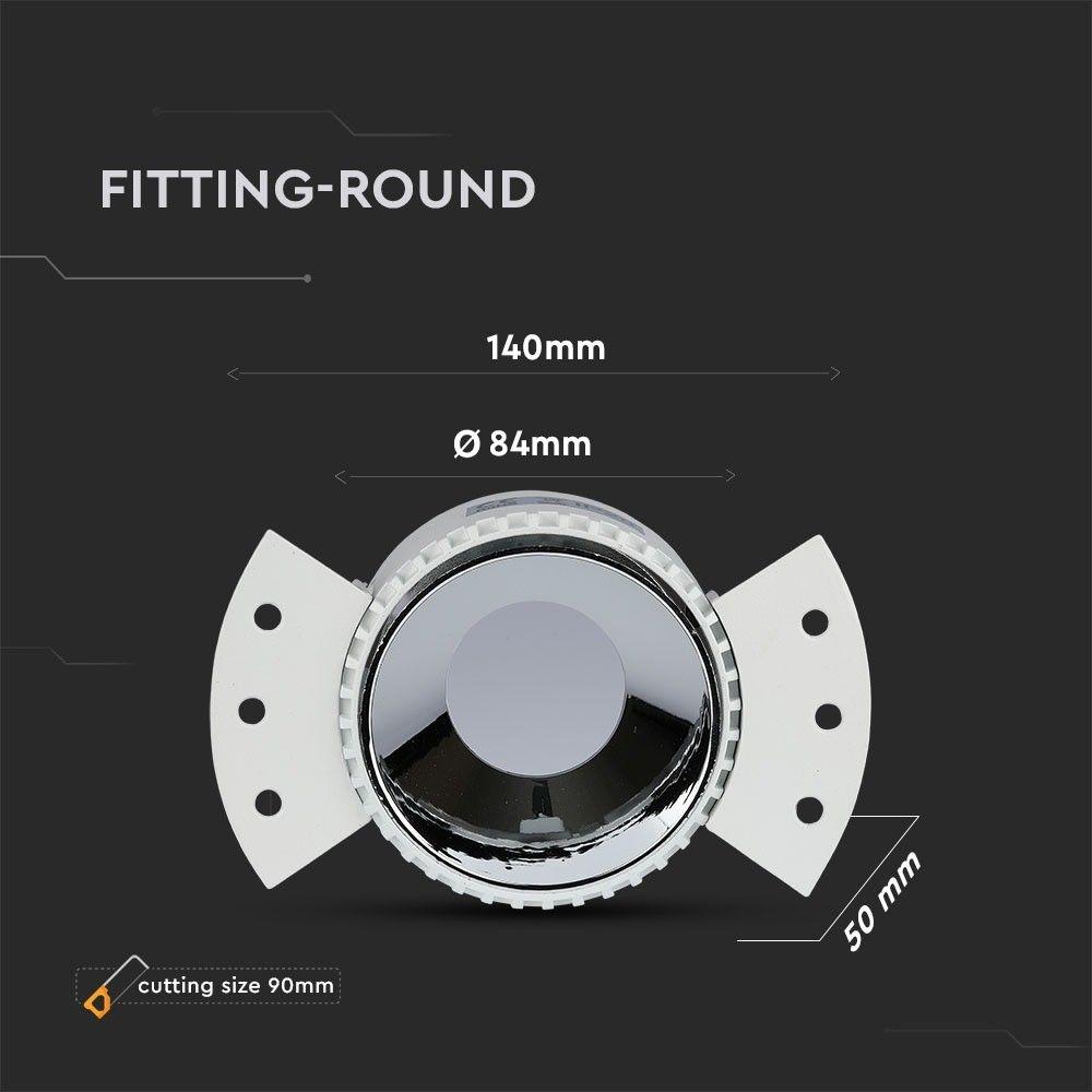 VT-889 GU10 ROUND FITTING WITH WHITE FRAME+CHROME REFLECTOR