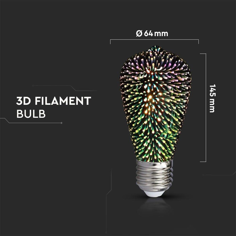 VT-2223 3W ST64 LED 3D FILAMENT BULB 3000K E27