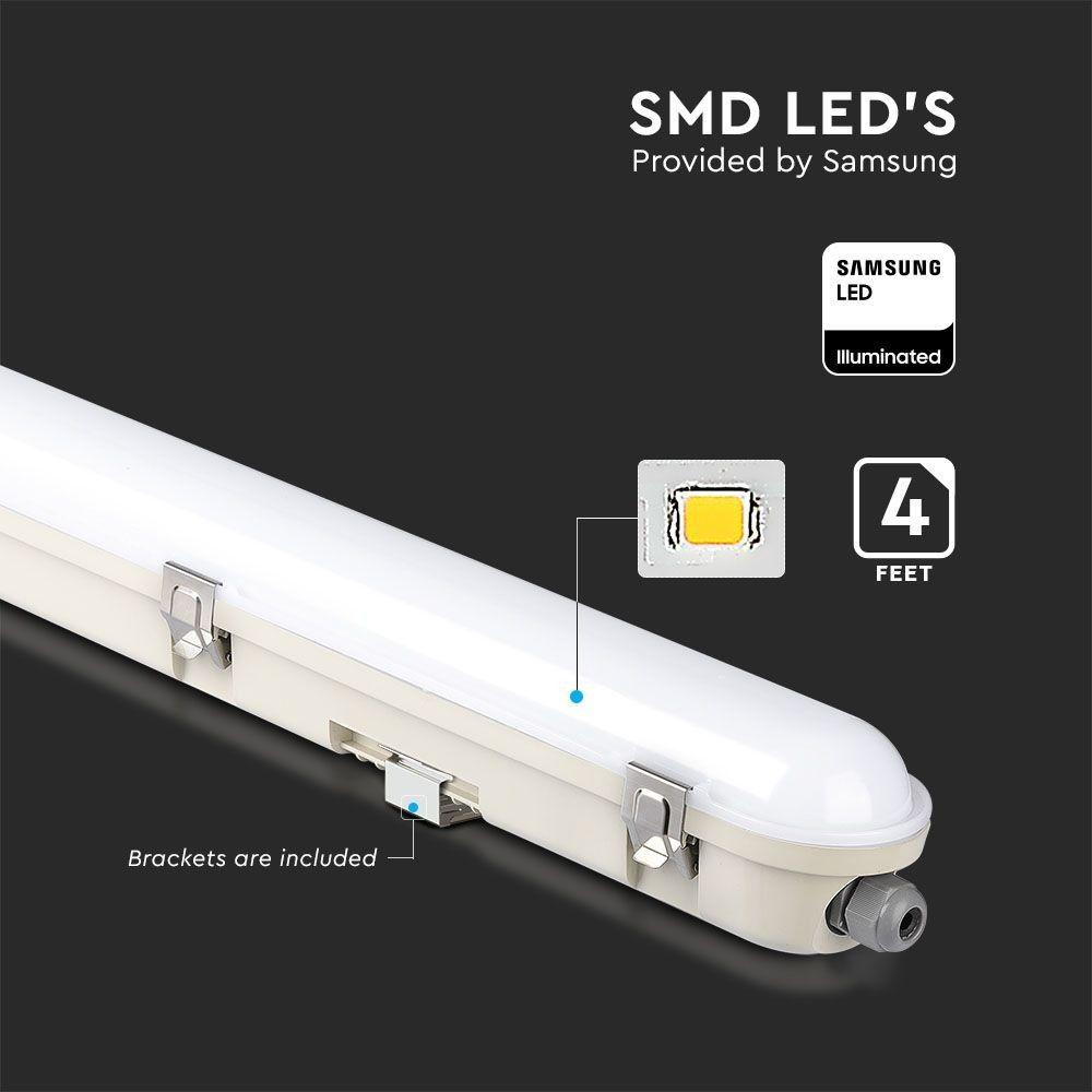 VT-120136E 36W LED LED WATERPROOF FITTING 120CM-SAMSUNG CHIP-EMERGENCY KIT-MIL...