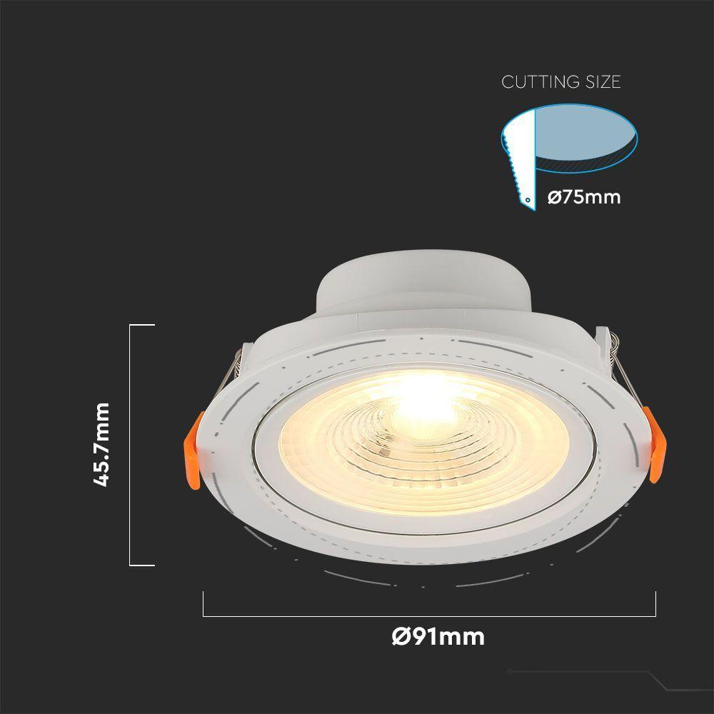 7W Oprawa wpuszczana LED, Barwa:6400K, VTAC, SKU 7612