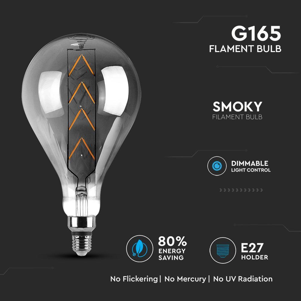 VT-2159 8W G165 LED FILAMENT BULB-SMOKEY GREY WITH 2200K E27 DIMMABLE