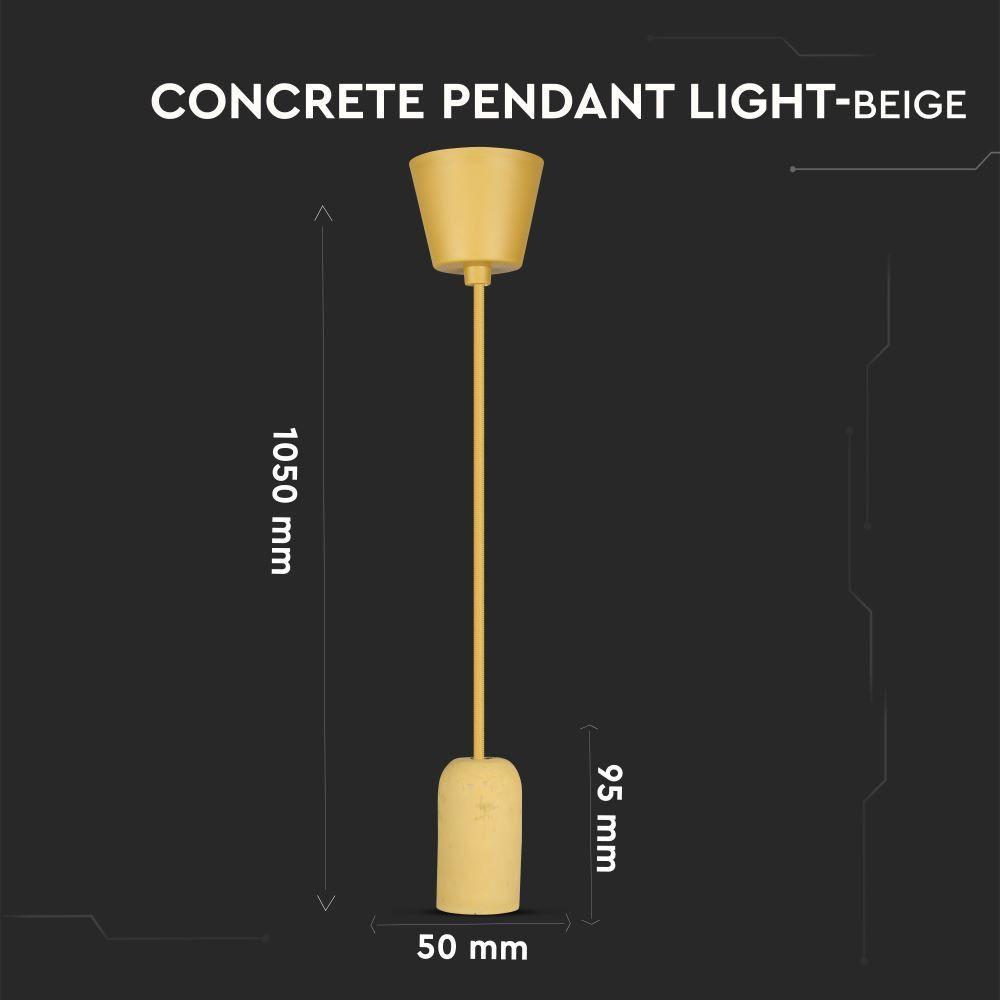 Lampa Wisząca, Trzonek:E27, Gips, Beżowy, VTAC, SKU 3750