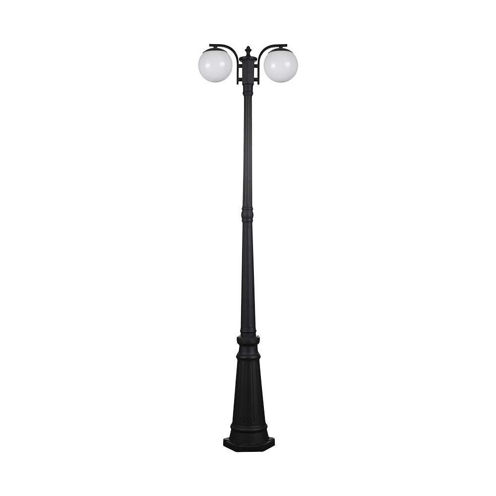 VT-1232 STAND LAMP(2*E27)-MATT BLACK-OPAL PLASTIC BALL