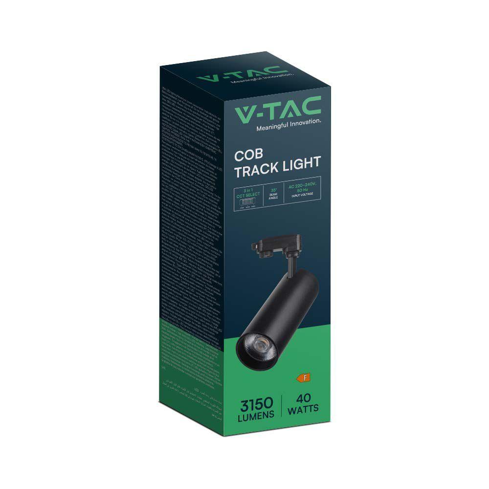 VT-47050 40W COB LED TRACKLIGHT 3IN1 BLACK BODY, BLACK REFLECTOR, BLACK BACK COVER