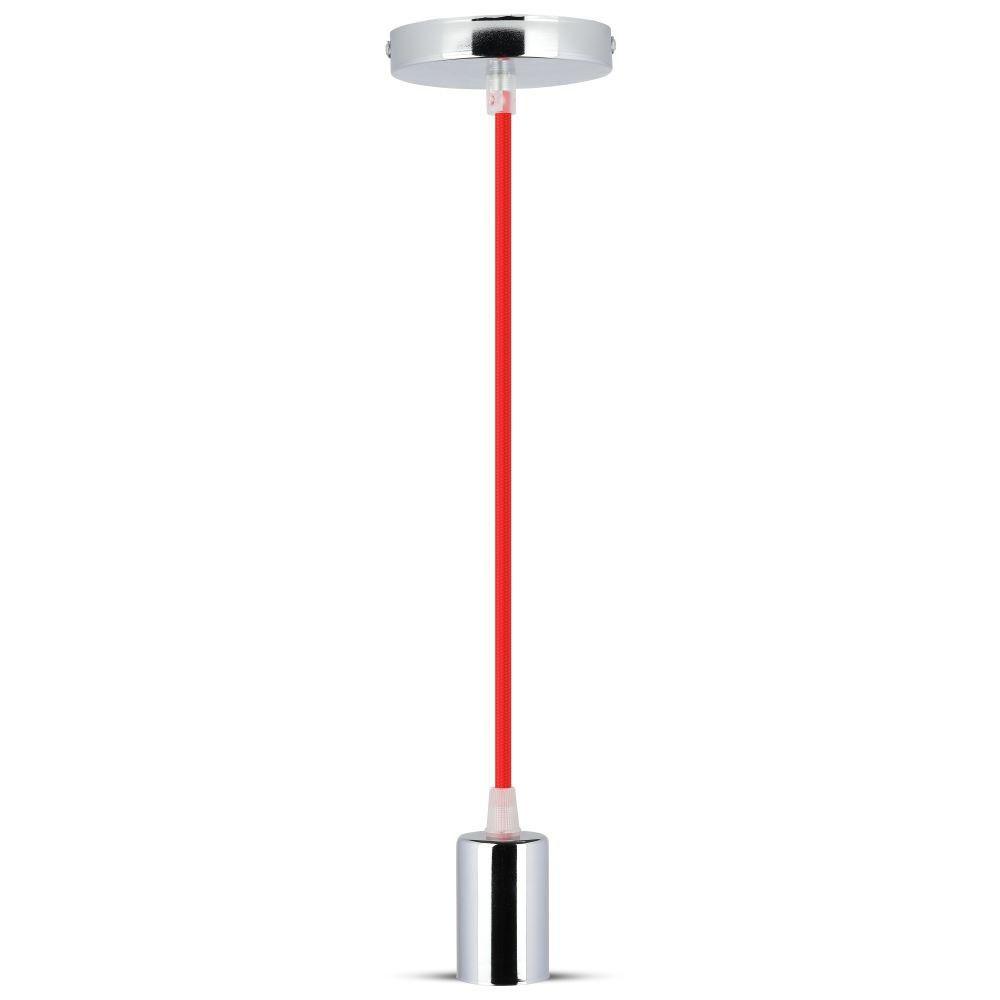 Lampa wisząca, oprawka chrom + przewód Czerwony, VTAC, SKU 3791