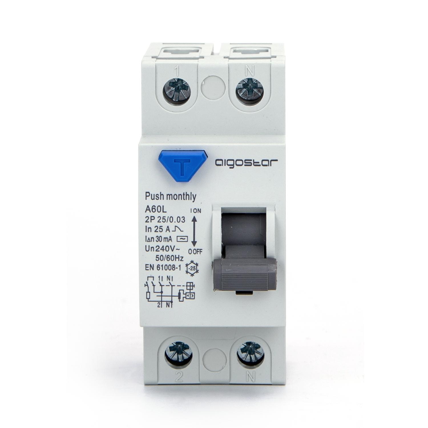 Residual Current Circuit Breaker 2P 25A 30mA AC Gray