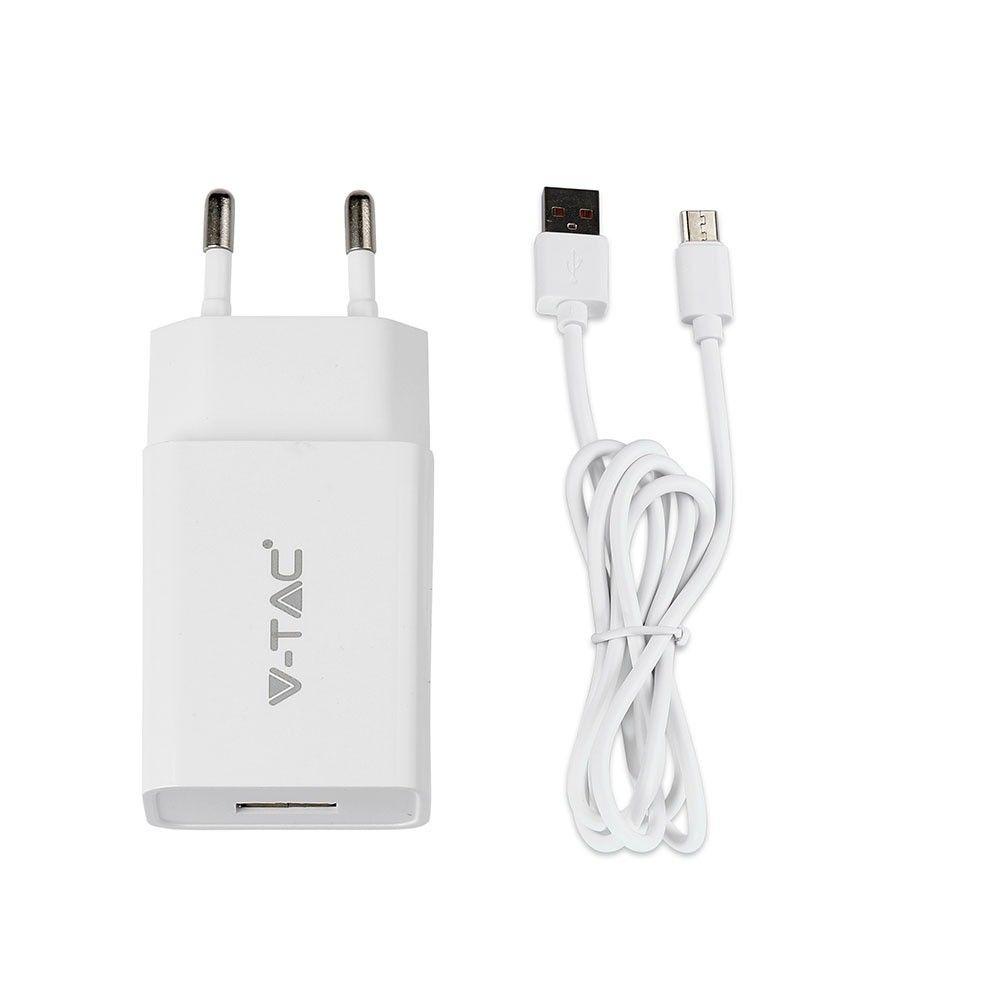 VT-5371 CHARGING SET WITH TRAVEL ADAPTER & MICRO USB CABLE-WHITE