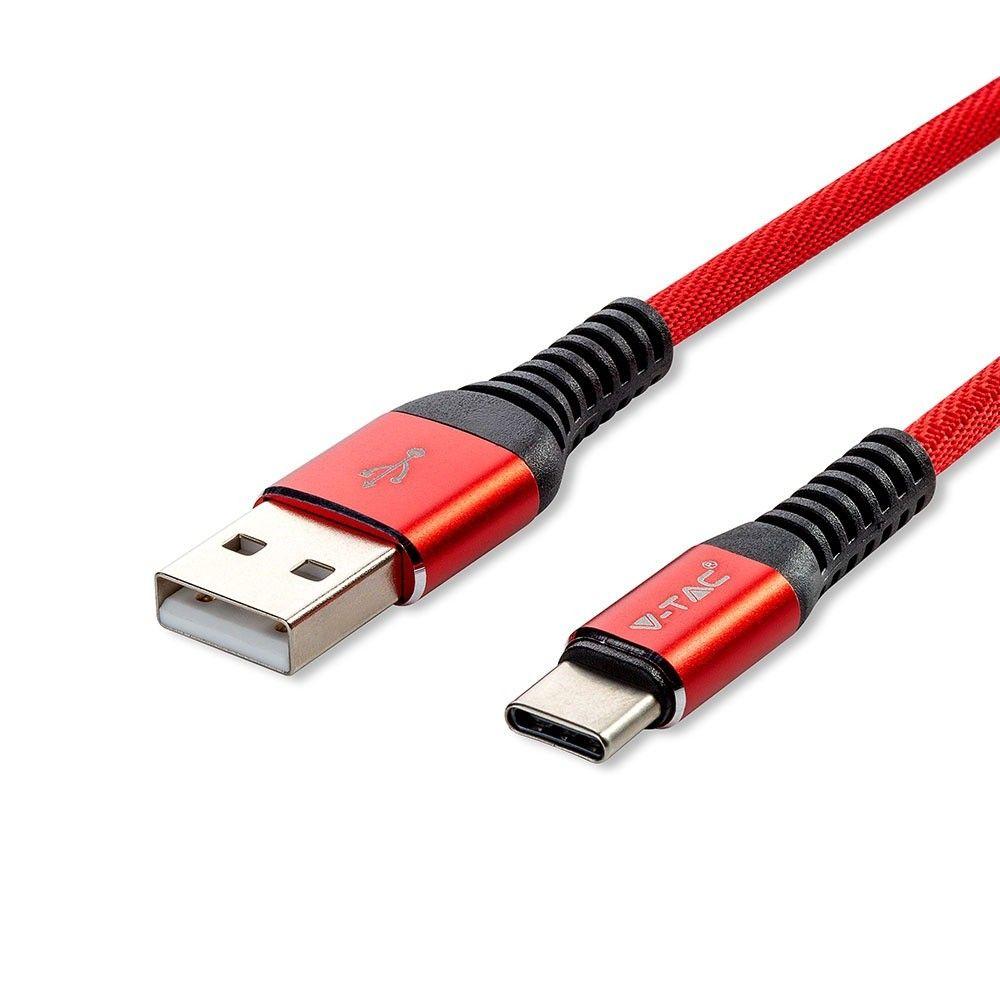 Przewód USB typ: C, 1m, Czerwony, VTAC, SKU 8634