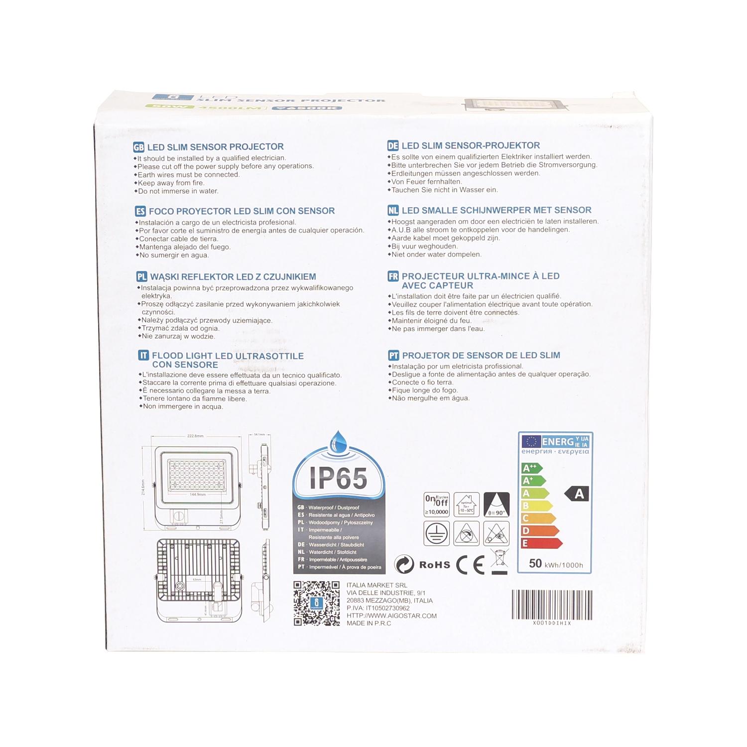 LED Slim Projector with Sensor 50W