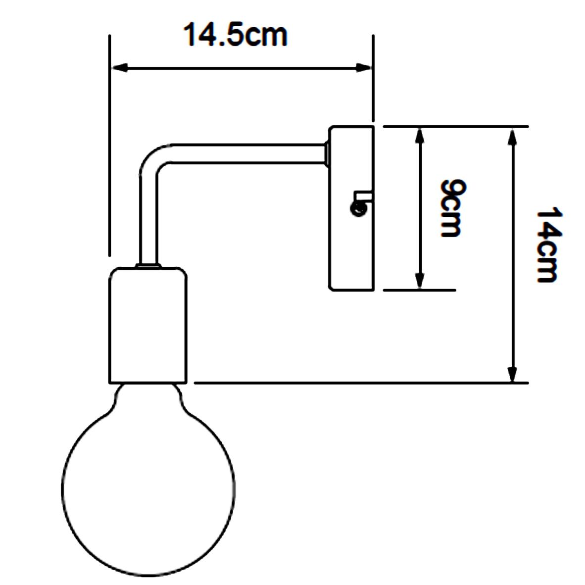 Metal wall light black (without light source) E27