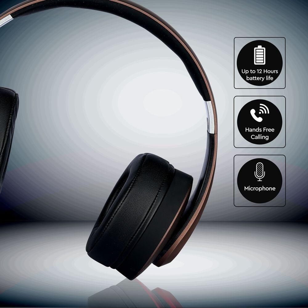 VT-6322 BLUETOOTH WIRELESS HEADPHONE WITH ADJUSTABLE HEAD-500mah-BROWN