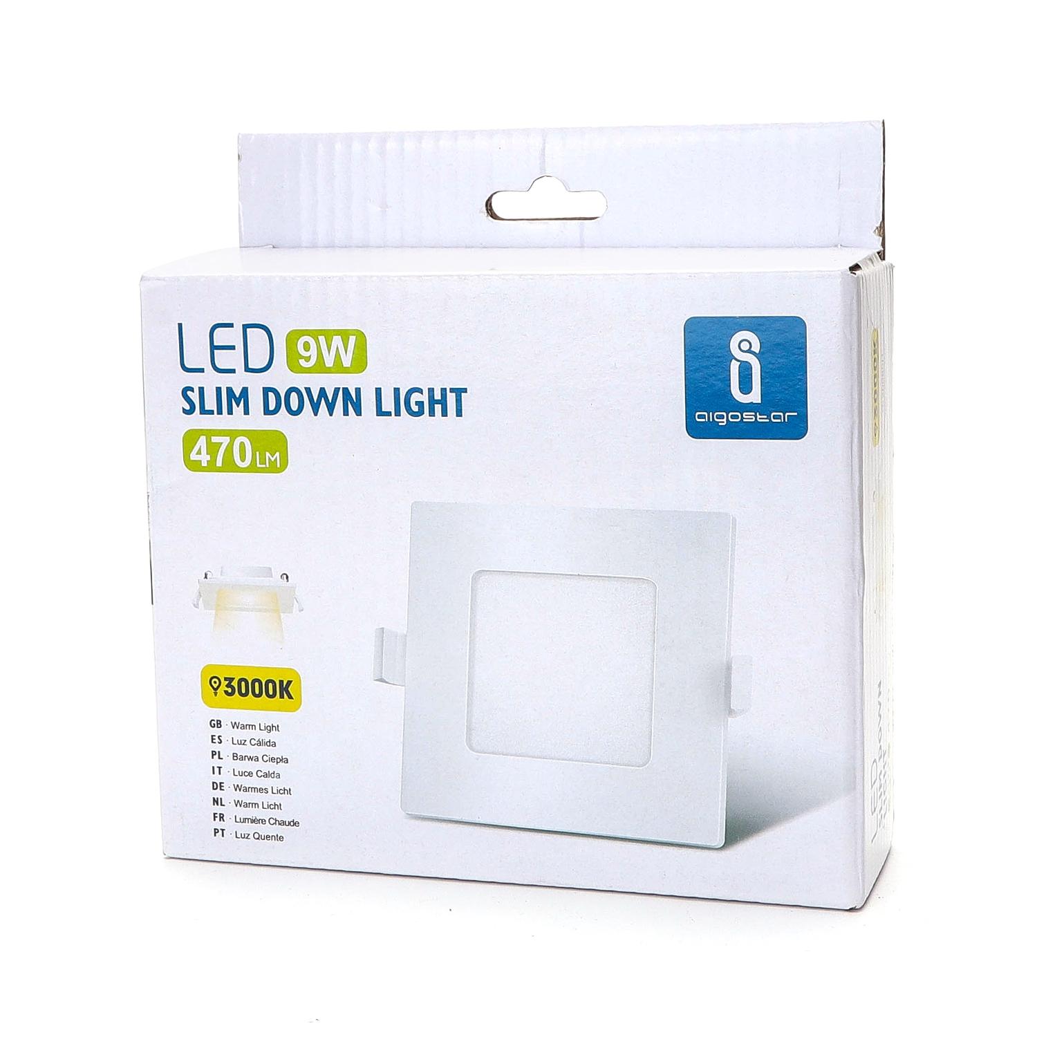 E6 LED Ultra-thin Flush-mounted Square Downlight 9W Yellow Light