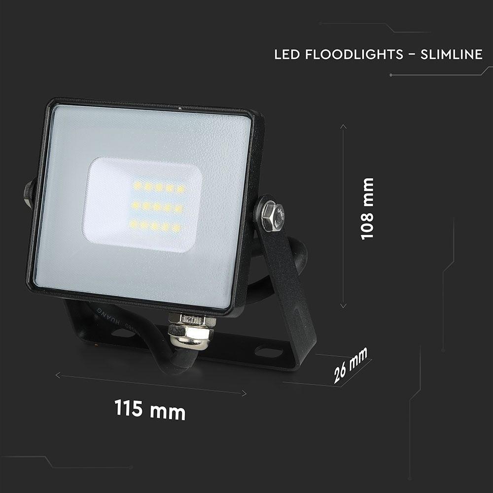 10W Naświetlacz LED SMD, Chip SAMSUNG, Przewód: 3m, Barwa:6400K, Obudowa: Czarna , VTAC, SKU 947