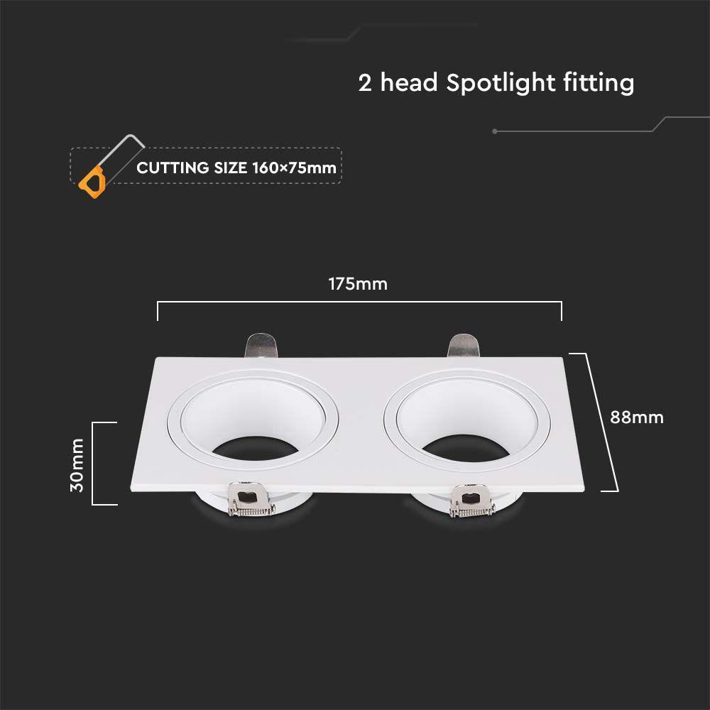 VT-439 2 HEAD SPOTLIGTH FITTINGS IRON+PC WHITE+WHITE