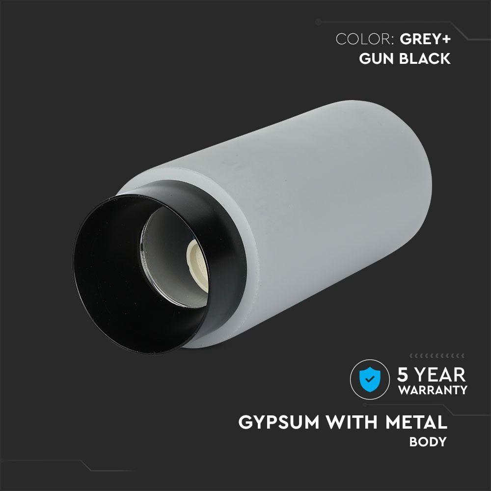 VT-865 GU10 GREY CONCRETE - GYPSUM SURFACE METAL WITH GUN BLACK BOTTOM