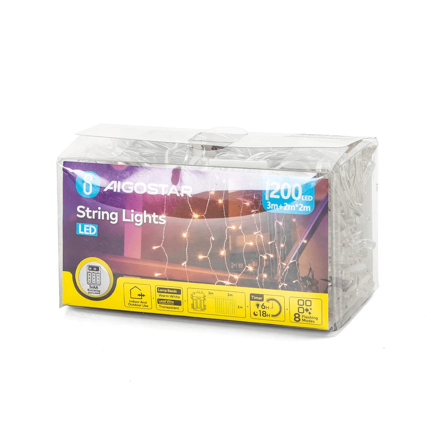 3AA battery curtain flat string lights, warm white, 2m*2m