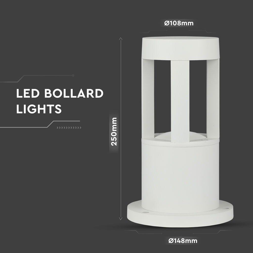 10W Słupek ogrodowy, Barwa:3000K, Obudowa: Biała, Wysokość 25 cm, VTAC, SKU 8316