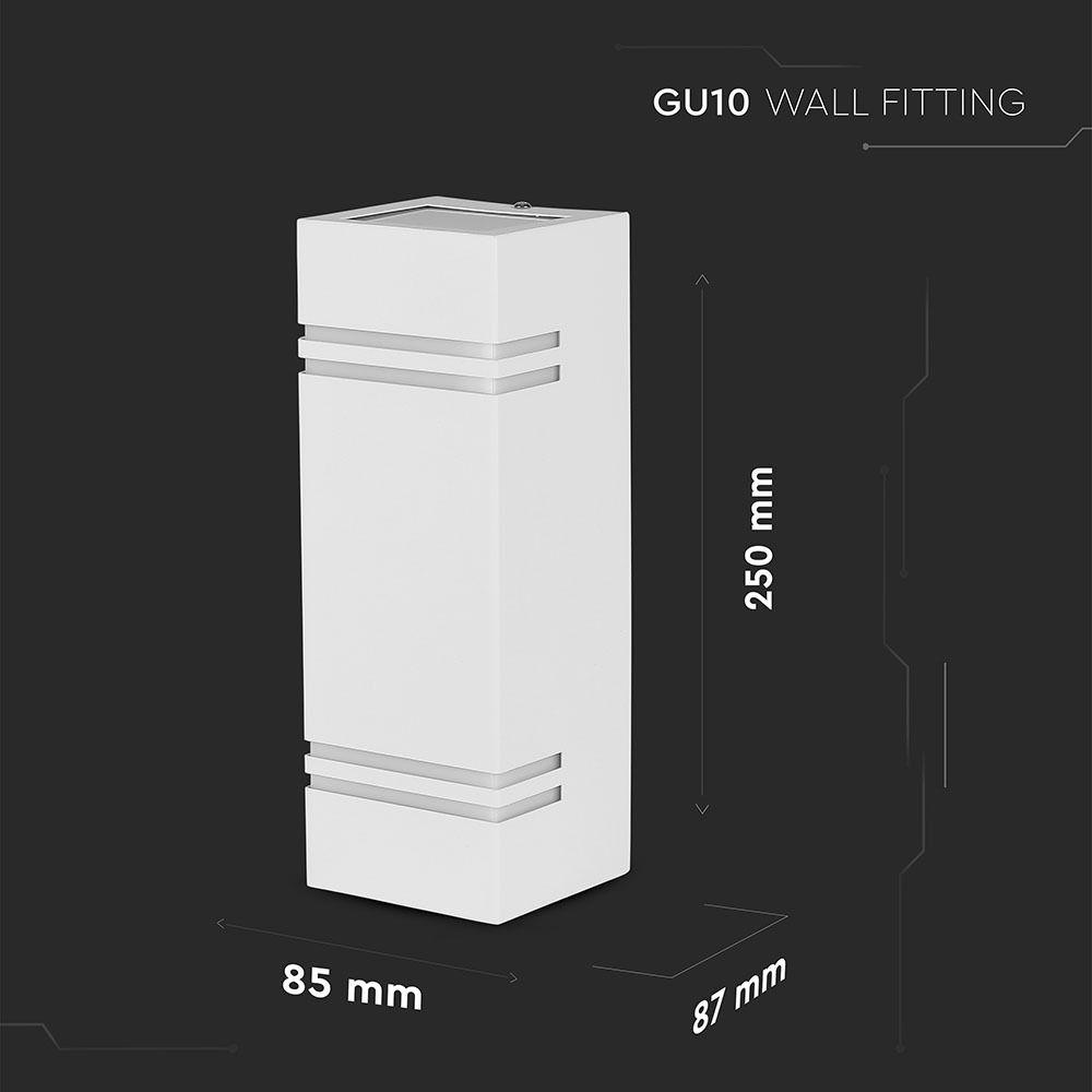 VT-7662 2 WAY GU10 WALL FITTING (SQUARE),STAINLESS STEEL BODY-WHITE BODY, IP44