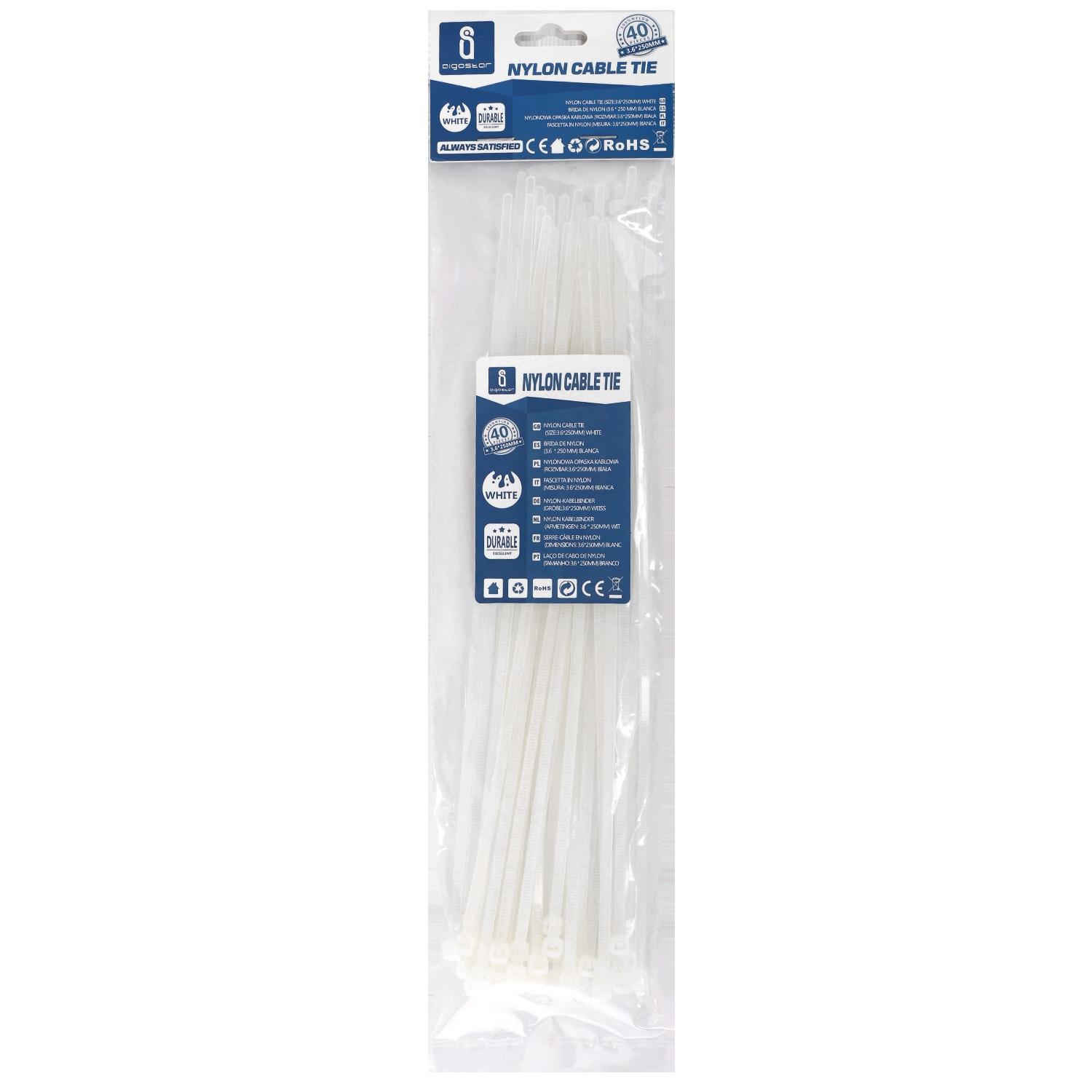 Nylon Cable Ties W3.6*L250mm White