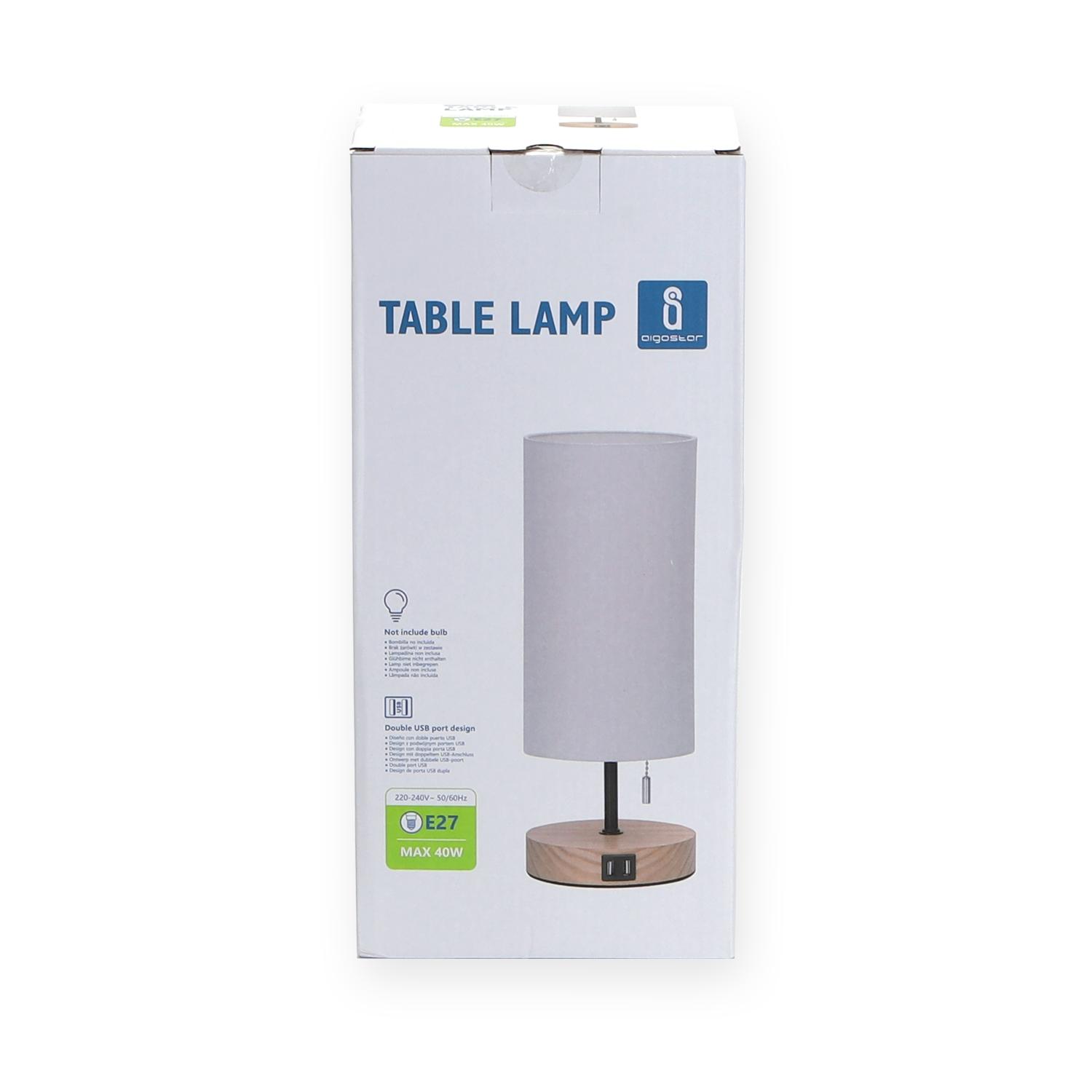 Wooden Table Lamp USB*2 (Without Light Source) E27