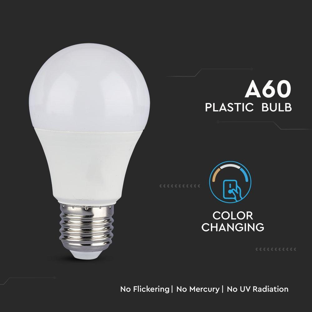 VT-2119 9W A60 PLASTIC COLOR CHANGING BULB-3 STEP 3 IN 1 E27