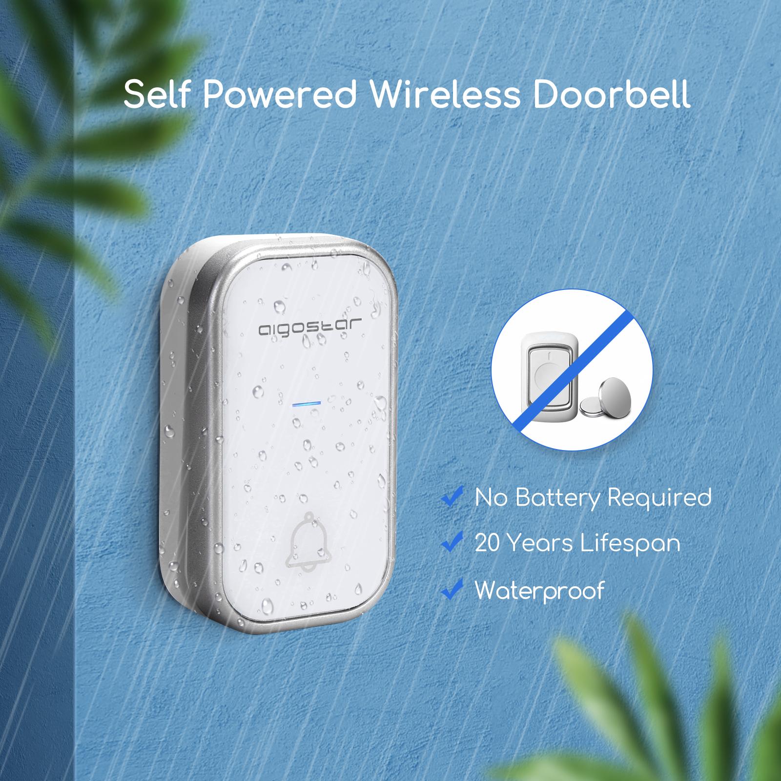 Self-power AC Wireless Doorbell White & Silvery