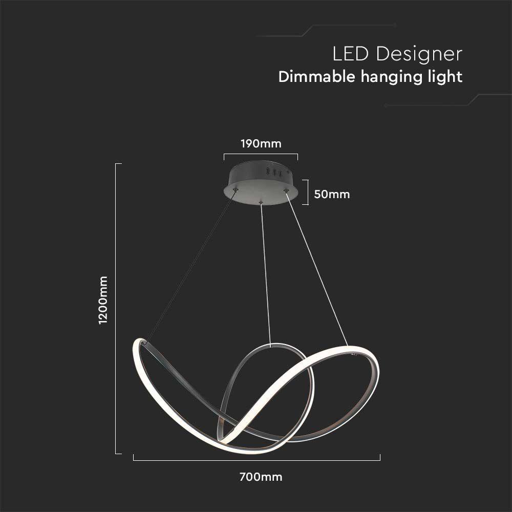 VT-7919 49W LED DECORATIVE HANGING LIGHT D:70xH120CM 3000K BLACK BODY