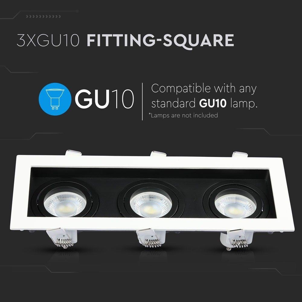 VT-887 3xGU10 FITTING SQUARE-WHITE+BLACK