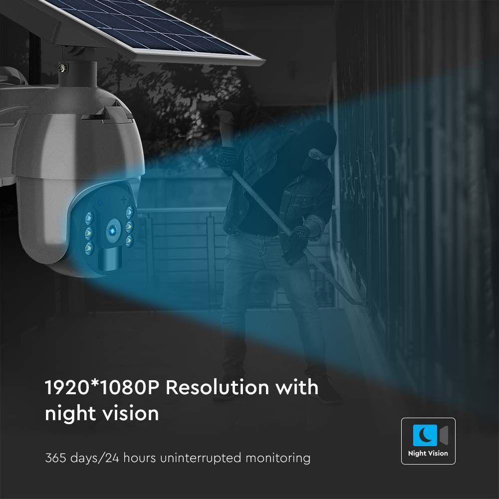 1080P Kamera zewnętrzna WiFi SMART z panelem solarnym, Sensor, IP65, Czarna, VTAC, SKU 11617