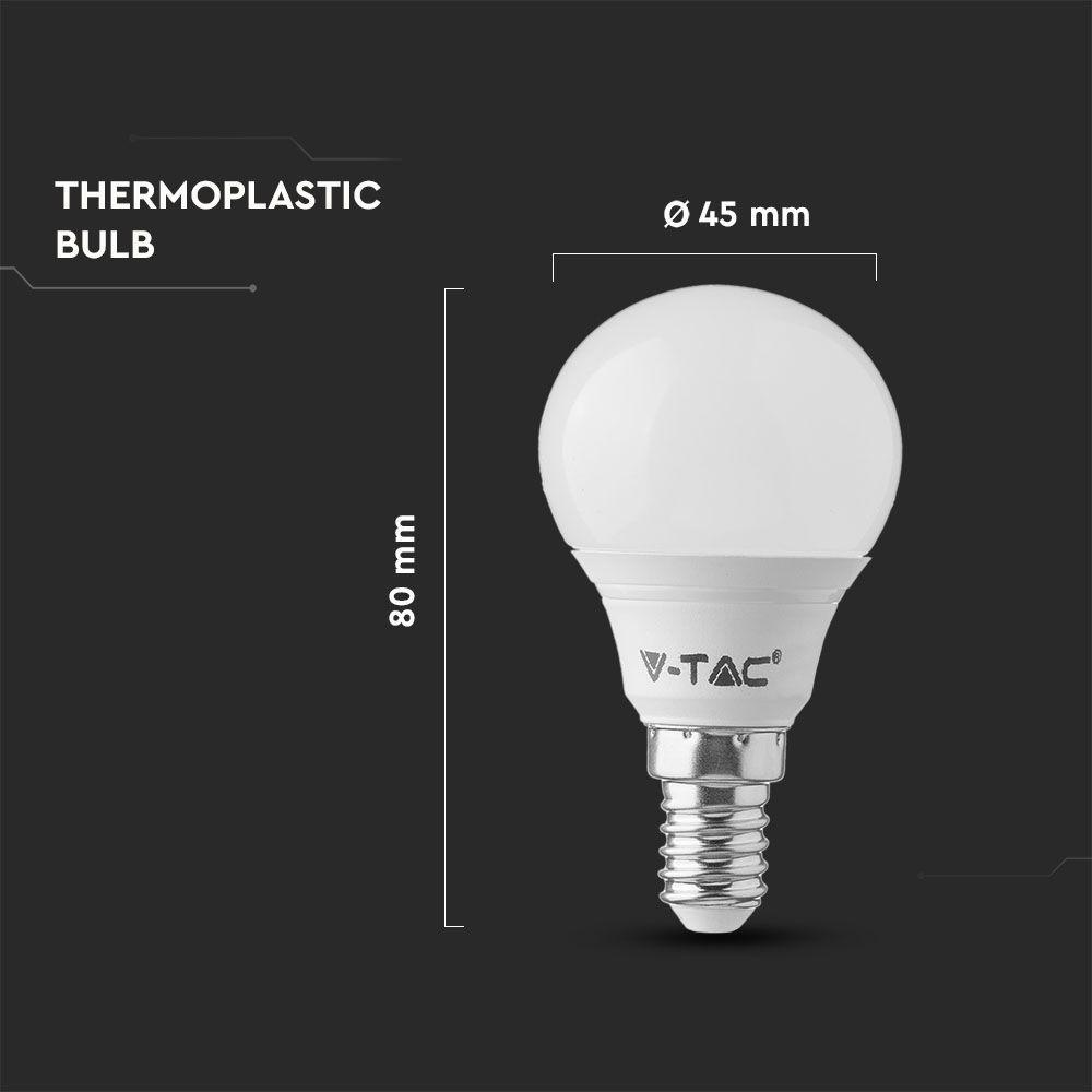 4.5W P45 Żarówka LED, Barwa:2700K, Trzonek:E14, Opakowanie: 6szt., VTAC, SKU 212733