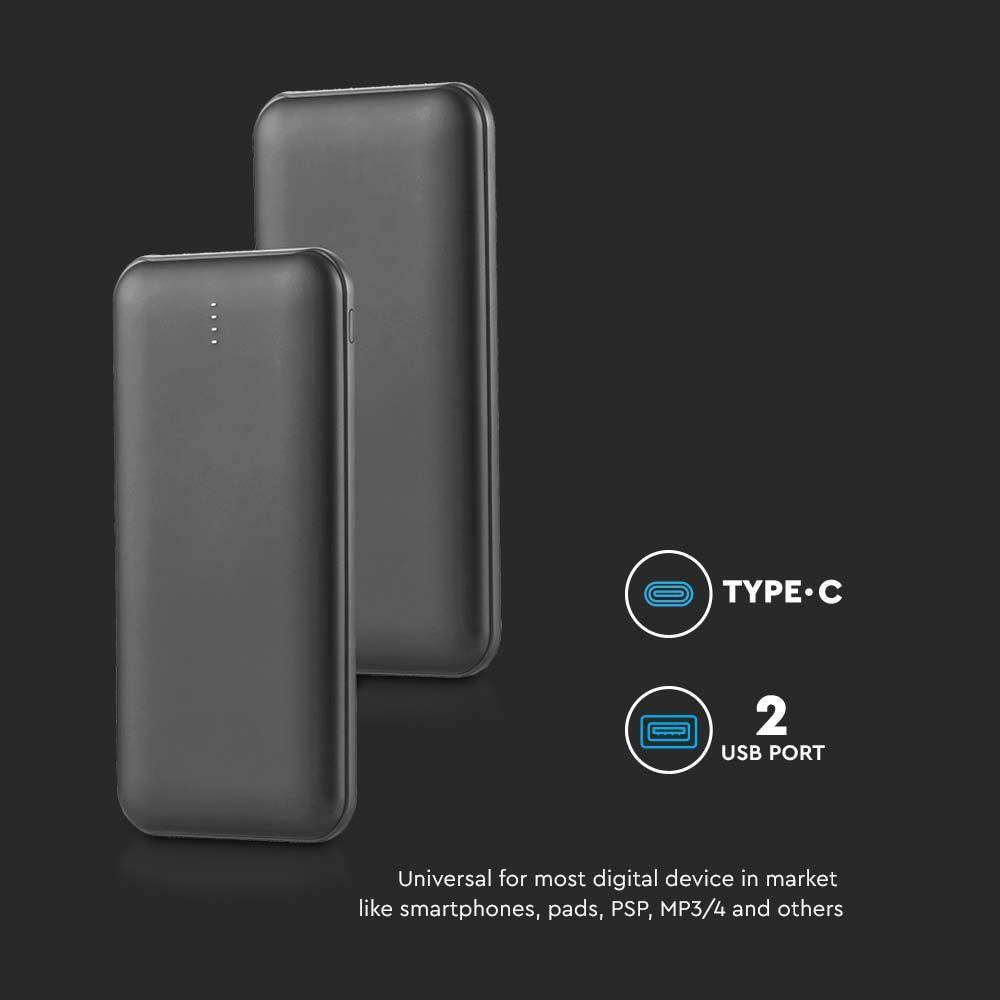 10000mah Powerbank 2A 30cm, Typ: C, Kolor: Czarny      , VTAC, SKU 23036