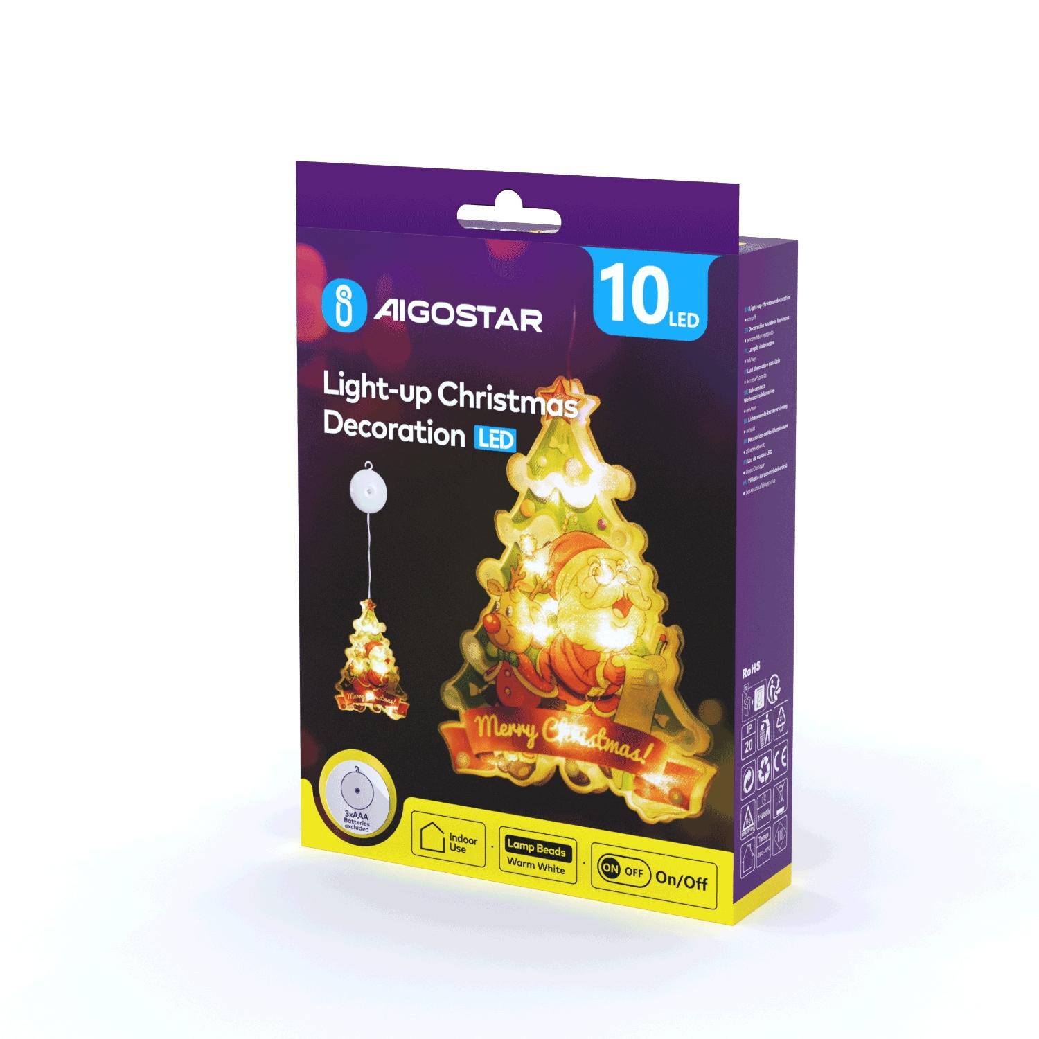 Battery powered pendant with suction cup Christmas tree, small, warm white