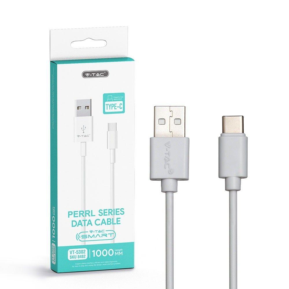 VT-5302 1M TYPE-C USB CABLE-WHITE(PEARL SERIES)