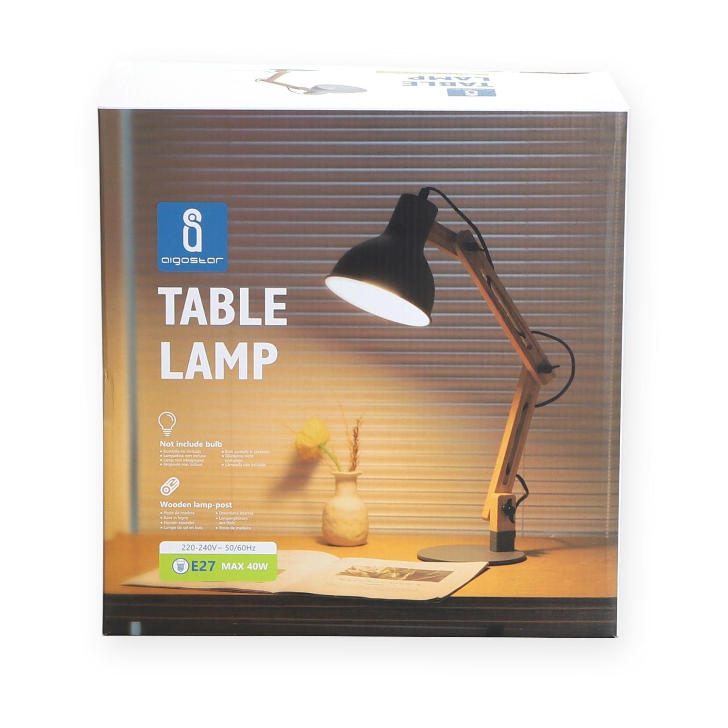 Wooden Foldable Table Lamp Gray (Without Light Source) E27