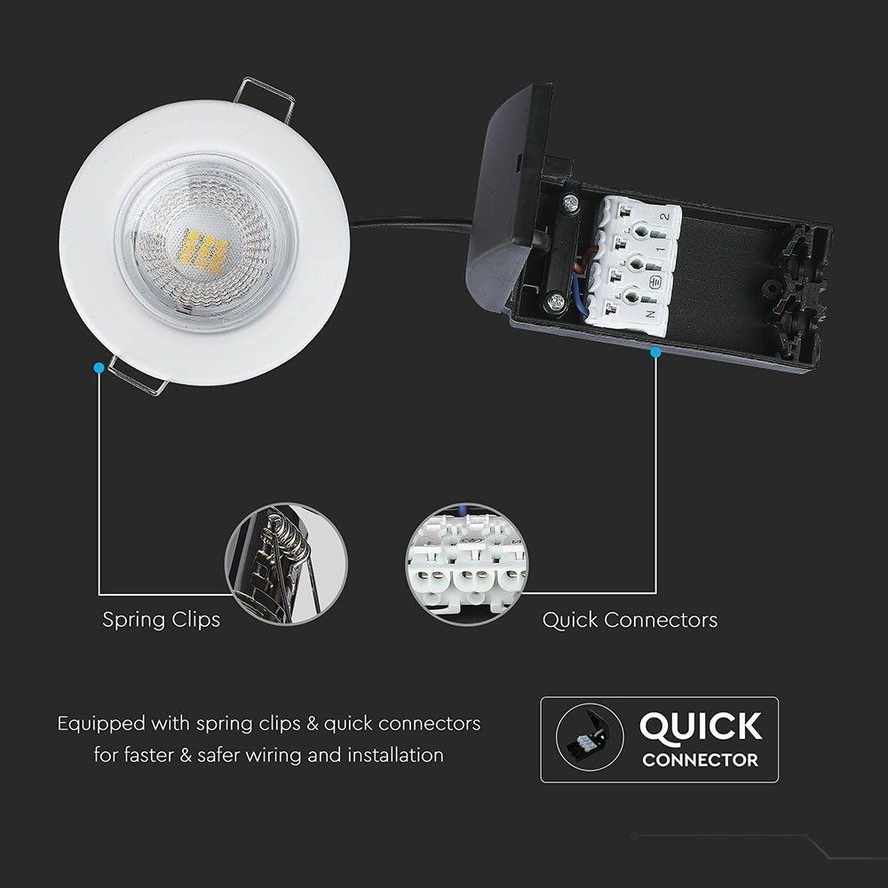 VT-885 5W SPOTLIGHT FIRERATED FITTING SAMSUNG CHIP 4000K -WHITE DIMMABLE