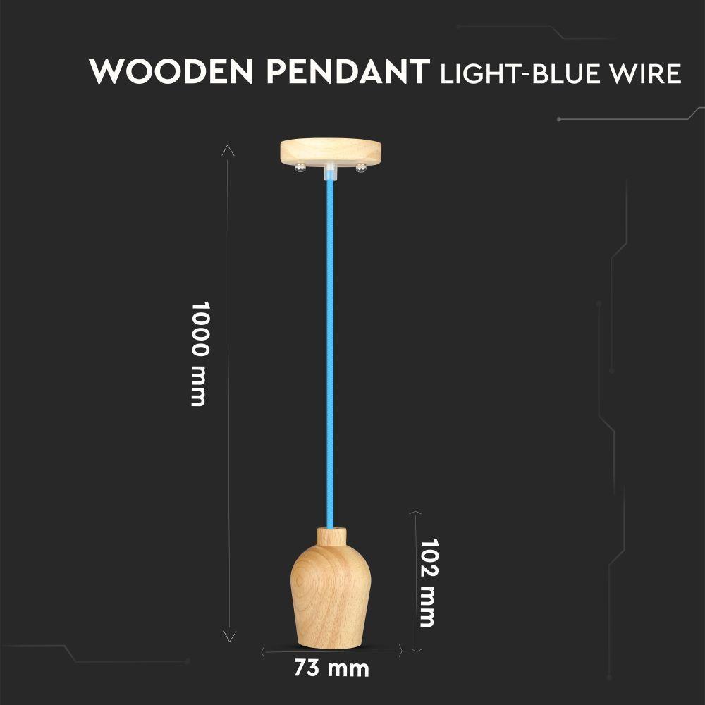 VT-7778 E27 WOODEN PENDANT LIGHT -BLUE WIRE