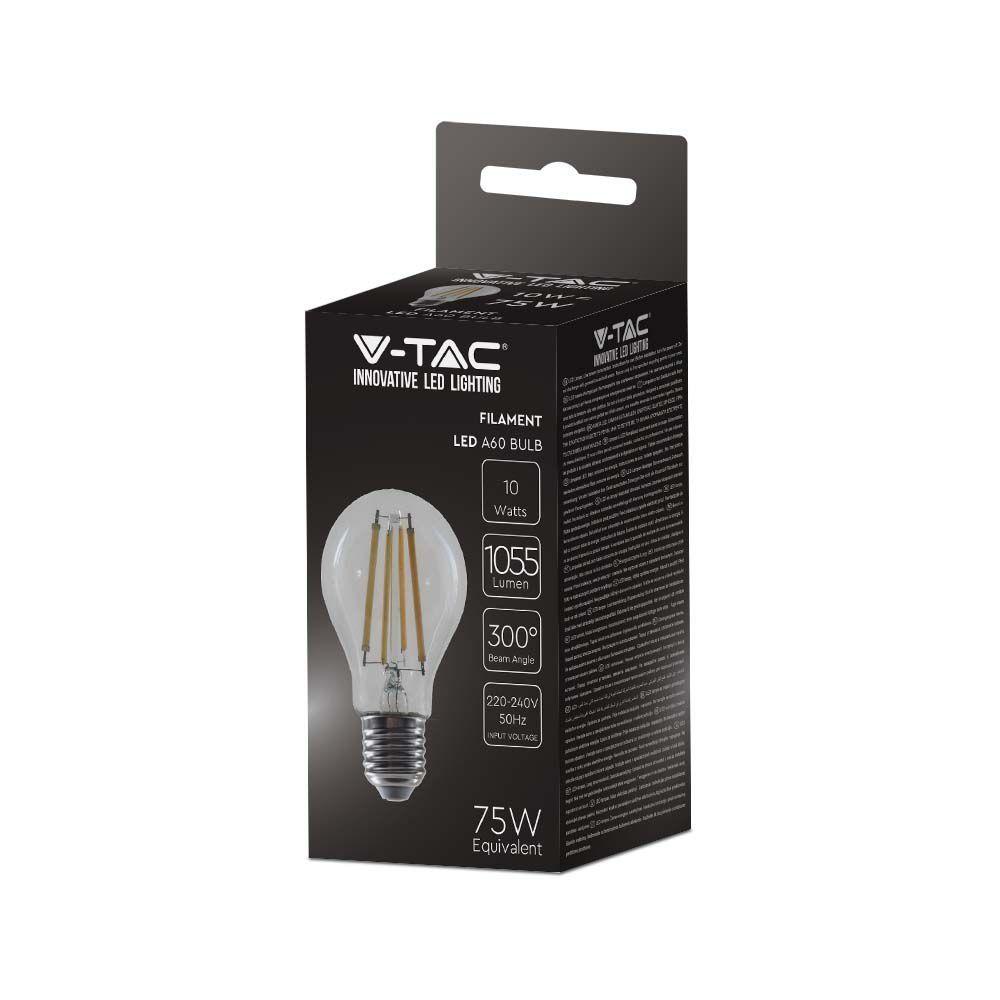 12W A70 Żarówka LED Filament, Klosz Transparentny, Barwa:6500K, Trzonek:E27, VTAC, SKU 217460