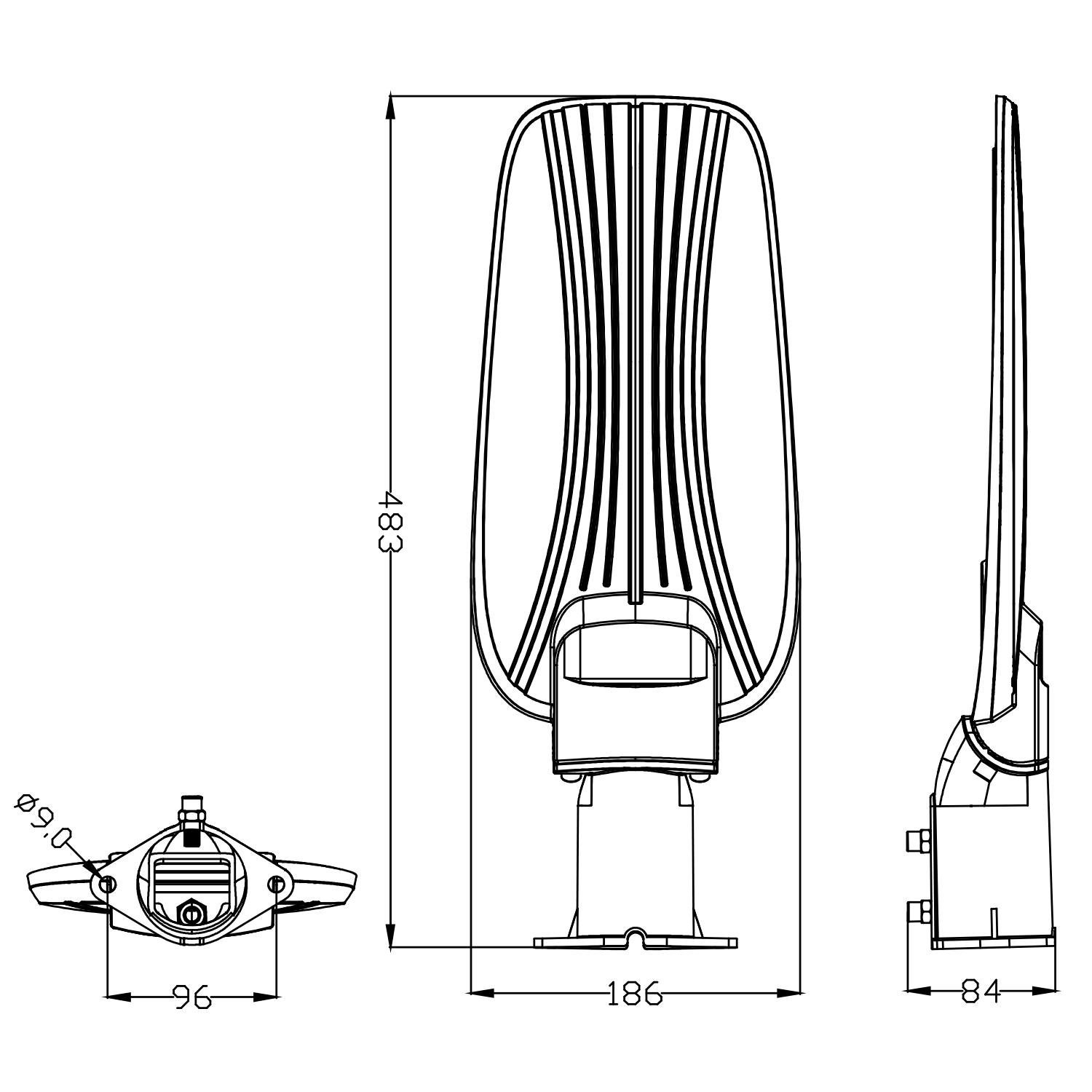 DOB LED slim street light 100W