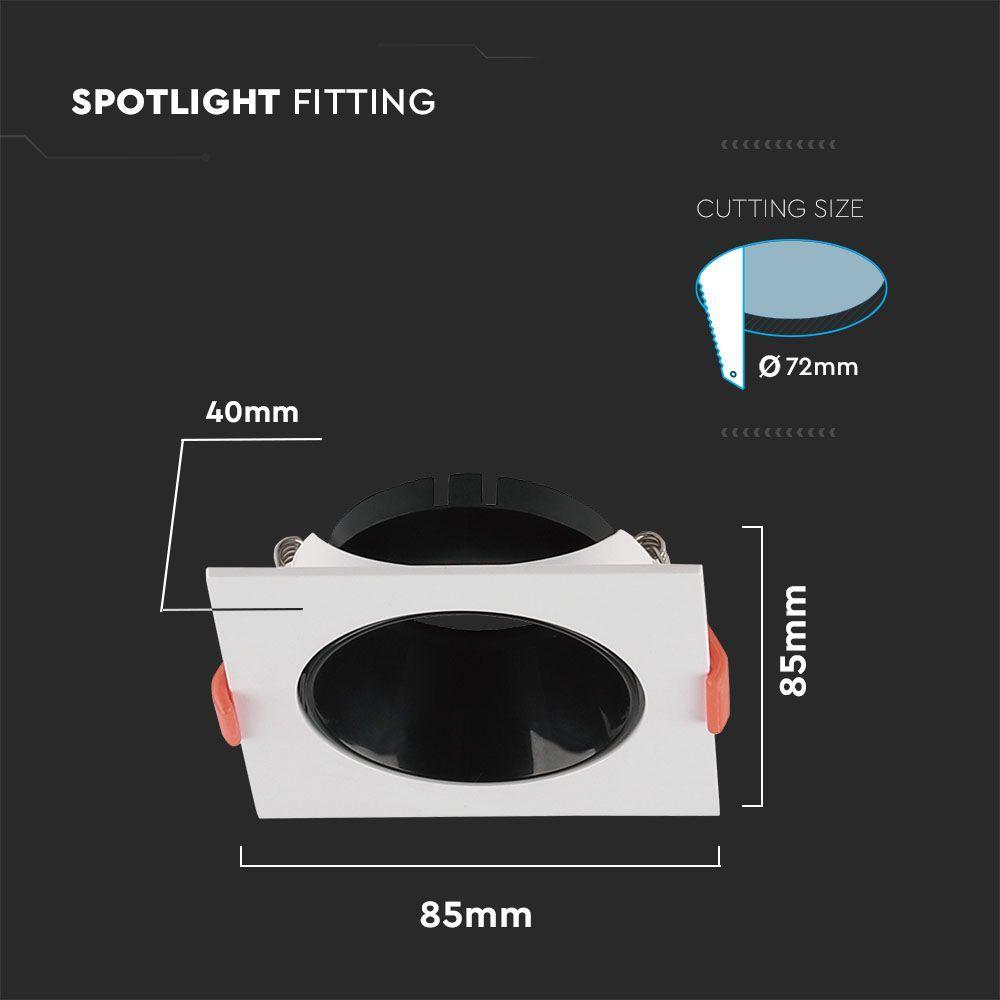 VT-932 GU10 FITTING SQUARE WHITE FRAME+BLACK REFLECTOR