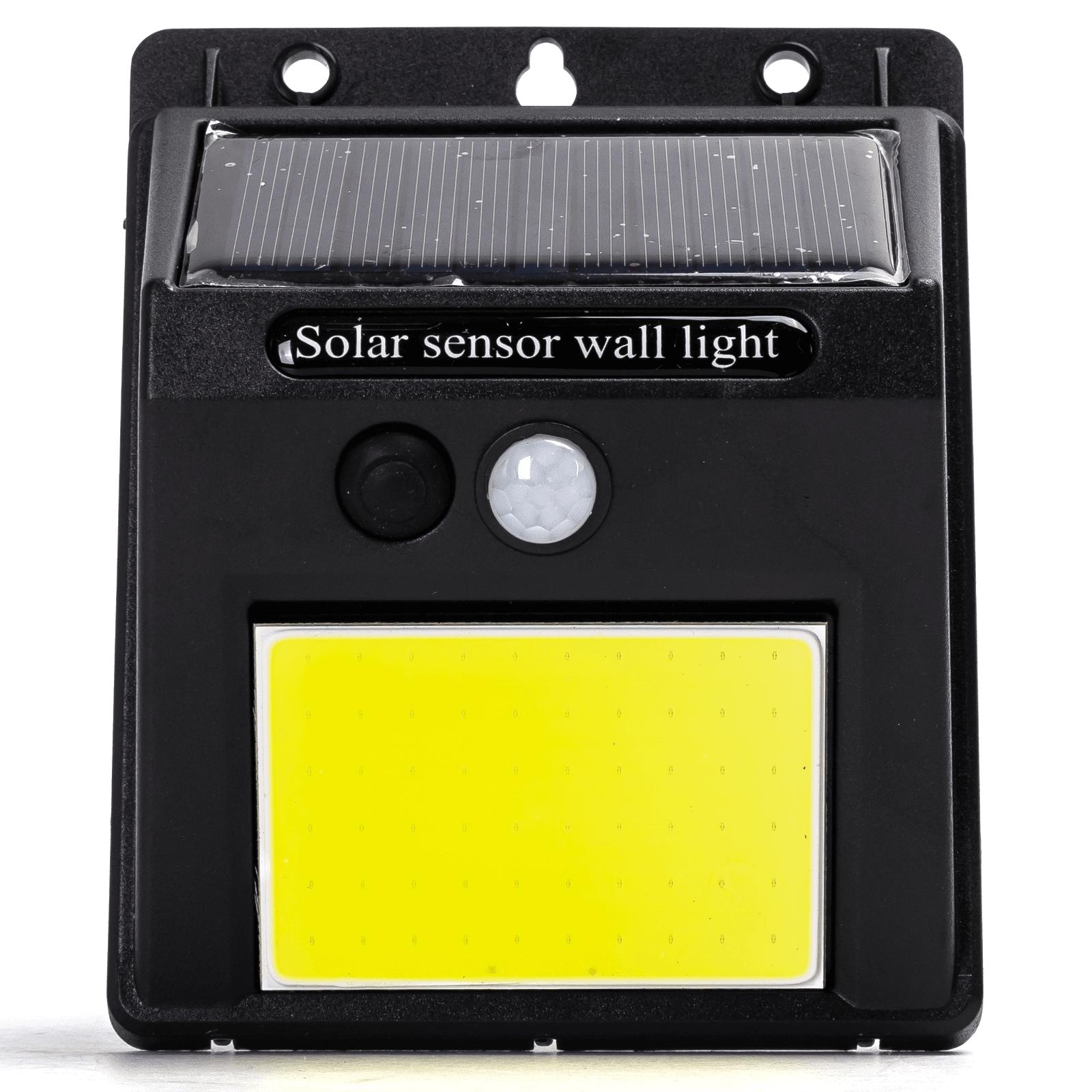 LED Solar Motion Sensor Wall Light COB Black 6500K