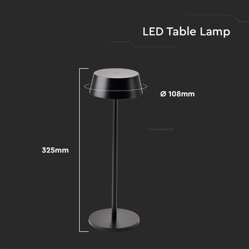 VT-7562 LED 2W TABLE LAMP 3000K BLACK BODY IP54