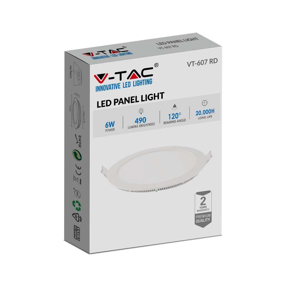 VT-607 6W LED PREMIUM PANEL 3000K ROUND