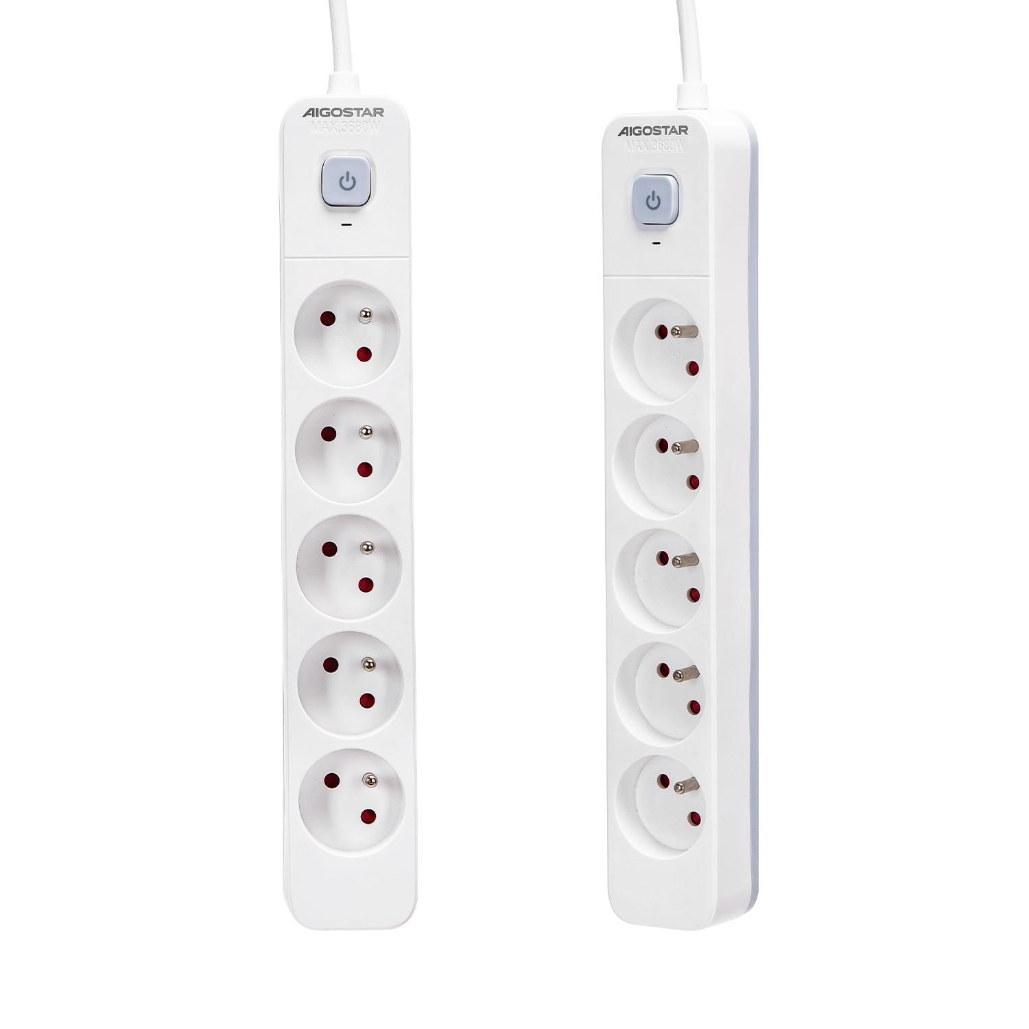 Power strips 5-way 1.5m H05VV-F 3G1.0m㎡ White and Gray