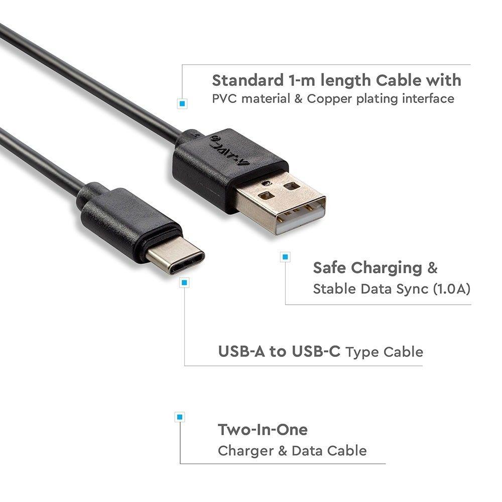 VT-5302 1M TYPE-C USB CABLE-BLACK(PEARL SERIES)