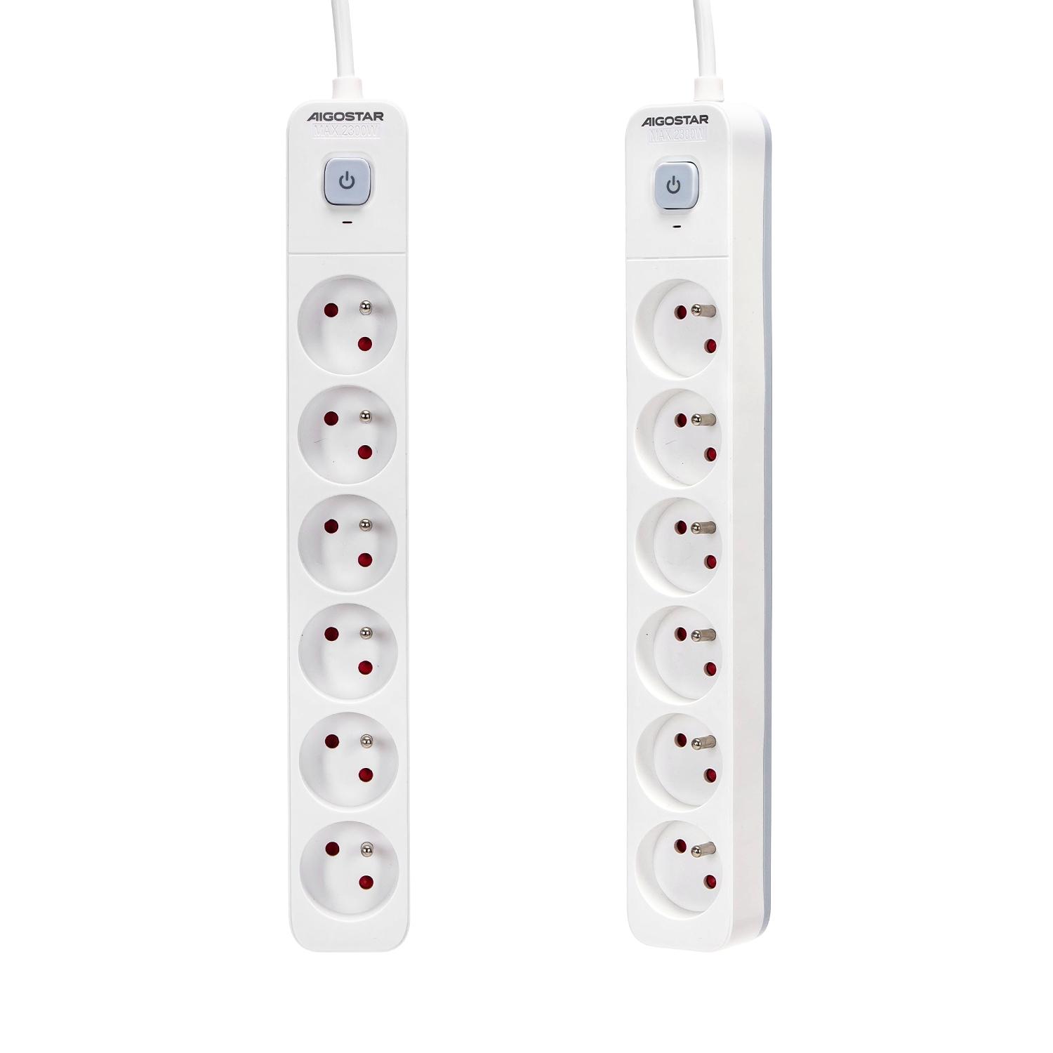 Power strips 6-way 5m H05VV-F 3G1.0m㎡ White and Gray